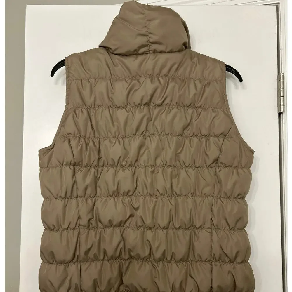 Coldwater Creek Taupe Down Puffer Vest Medium 10/12 Outdoor Active Neutral